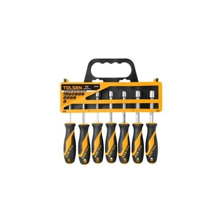 Tolsen 7Pc Metric Hex Nut Screwdriver Set, Metric Sizes: 6mm-7mm-8mm-9mm-10mm-11mm-12mm 20196